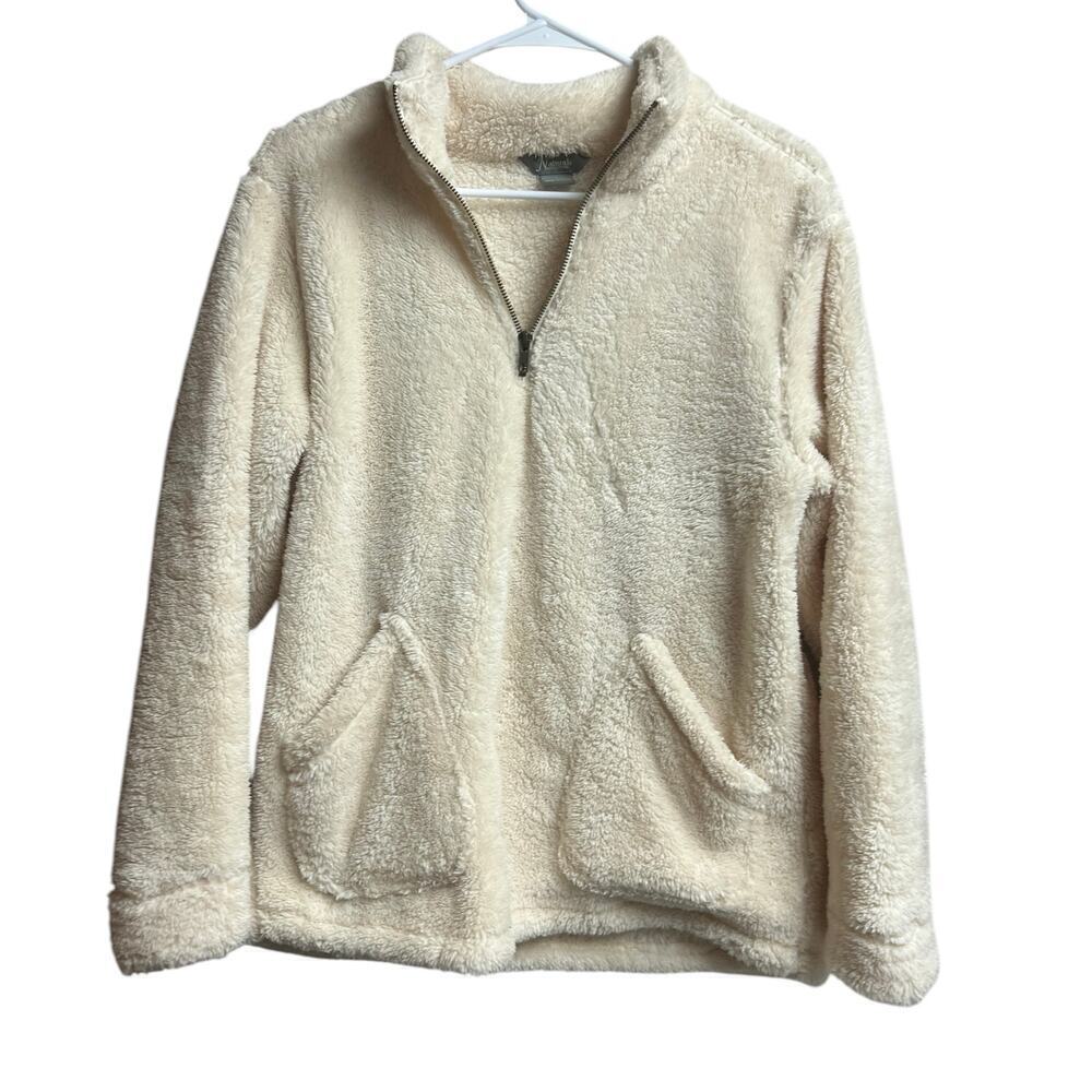 Natural Reflections Pullover Fleece Sherpa Pockets 3/4 Zip Medium
